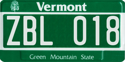VT license plate ZBL018