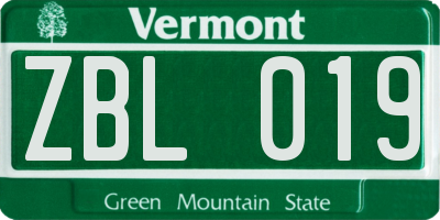 VT license plate ZBL019