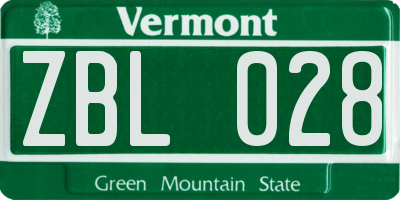 VT license plate ZBL028