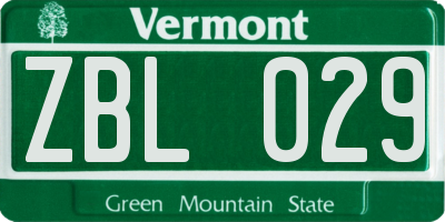 VT license plate ZBL029
