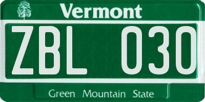 VT license plate ZBL030