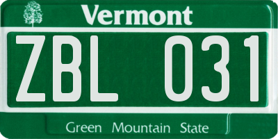 VT license plate ZBL031