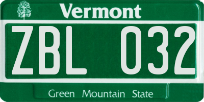 VT license plate ZBL032