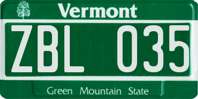 VT license plate ZBL035
