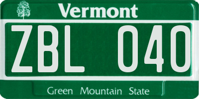 VT license plate ZBL040