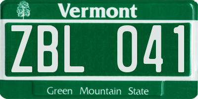 VT license plate ZBL041