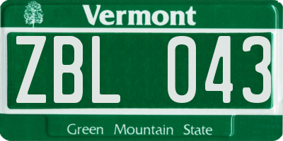 VT license plate ZBL043