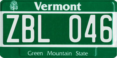 VT license plate ZBL046