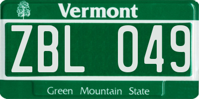 VT license plate ZBL049