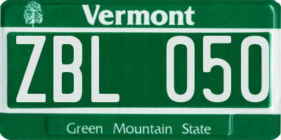 VT license plate ZBL050