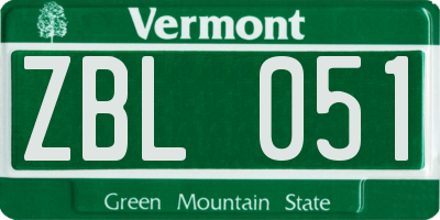 VT license plate ZBL051