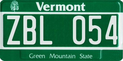 VT license plate ZBL054