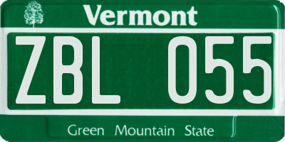 VT license plate ZBL055