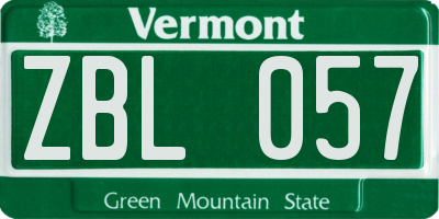 VT license plate ZBL057