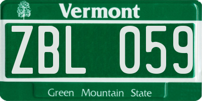 VT license plate ZBL059