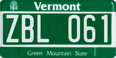 VT license plate ZBL061