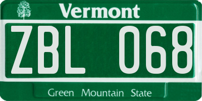 VT license plate ZBL068