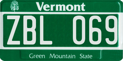 VT license plate ZBL069
