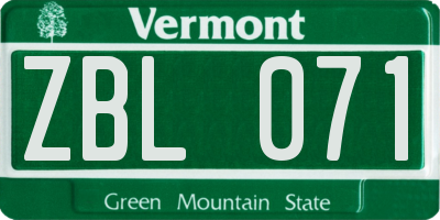 VT license plate ZBL071