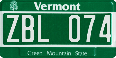 VT license plate ZBL074