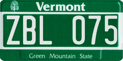 VT license plate ZBL075