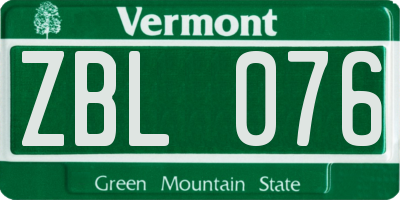 VT license plate ZBL076