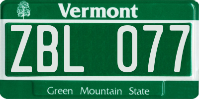 VT license plate ZBL077