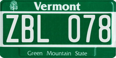 VT license plate ZBL078