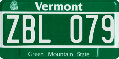VT license plate ZBL079