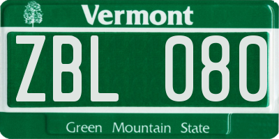 VT license plate ZBL080