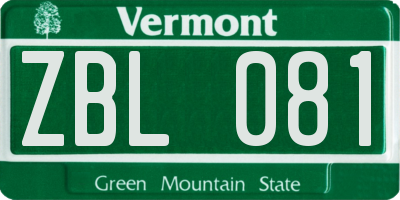 VT license plate ZBL081