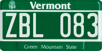 VT license plate ZBL083