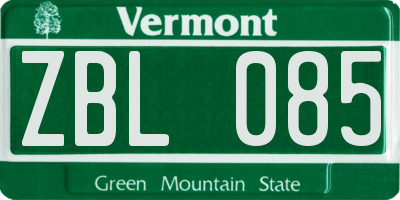 VT license plate ZBL085