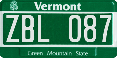 VT license plate ZBL087