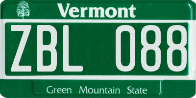 VT license plate ZBL088