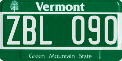 VT license plate ZBL090