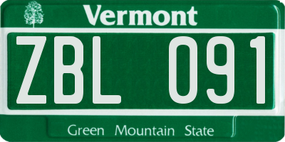 VT license plate ZBL091