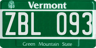 VT license plate ZBL093