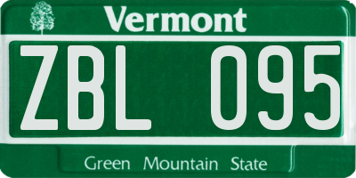 VT license plate ZBL095