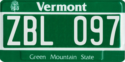 VT license plate ZBL097