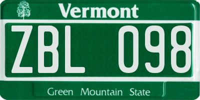 VT license plate ZBL098