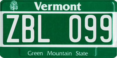 VT license plate ZBL099