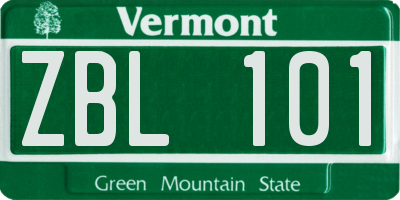 VT license plate ZBL101