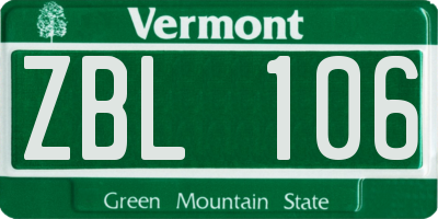 VT license plate ZBL106