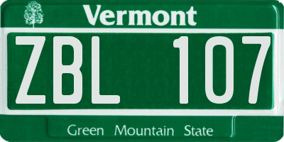 VT license plate ZBL107