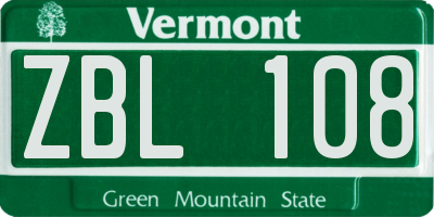 VT license plate ZBL108