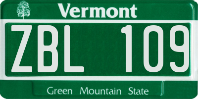VT license plate ZBL109