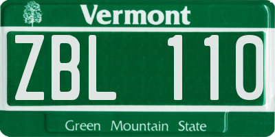 VT license plate ZBL110