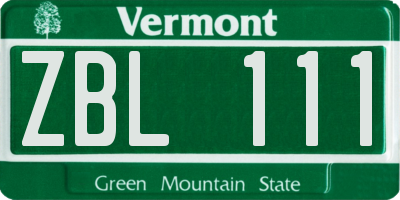 VT license plate ZBL111