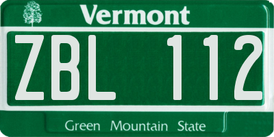 VT license plate ZBL112